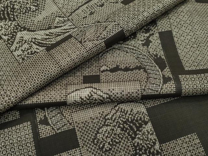 平和屋本店●希少　本場大島紬　吉三郎　吉織物謹製　割込絣織　「黄金の世界」　色紙重ね立波文　逸品　CZAA5559s6