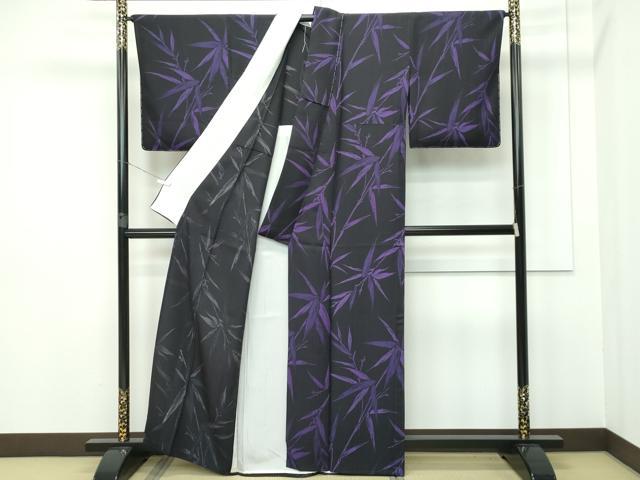 平和屋本店▽極上 染織作家 染織デザイナー 大島明 小紋 単衣 笹竹文 反端付き 逸品 未使用 CZAA2595s5