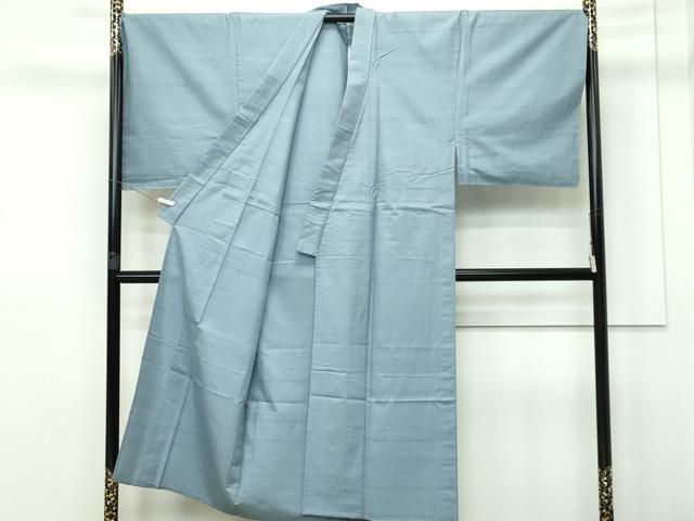 平和屋本店▽極上　男性　結城紬　単衣　色無地　錫色　キングサイズ　反端付き　逸品　未使用　CZAA2603s5