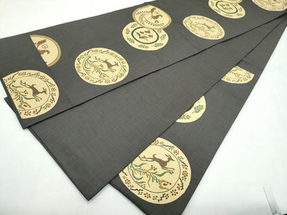 平和屋本店●極上 名門木屋太 今河織物 六通柄袋帯 動物草花丸文 逸品 CZAA2620s5