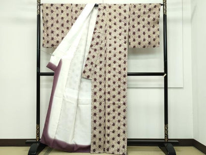 平和屋本店■極上　岩手の匠　草紫堂　南部絞り　紫根染　紬　麻の葉文様　逸品　未使用　CZAA2643s5