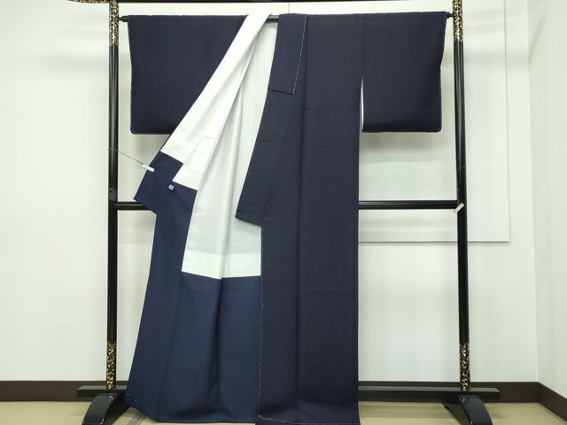 平和屋本店●極上 藍造国選定無形文化財 藍染師 中西桂秀 色無地 黒紅色 花唐草地紋 藍 認定証・反端付き 逸品 未使用 CZAA2646s5