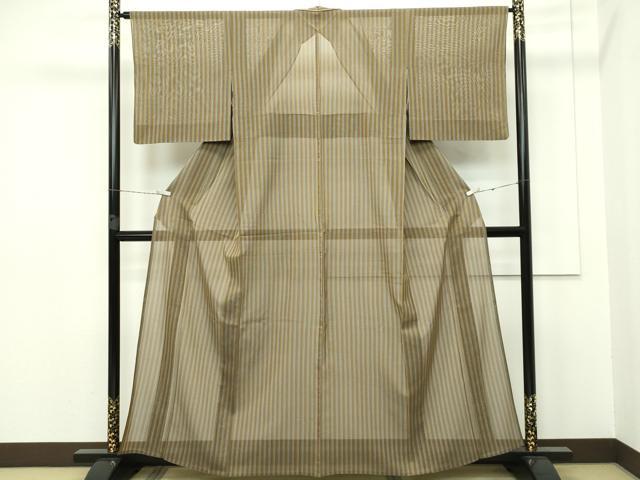 平和屋本店＊希少 夏物 本場黄八丈 夏黄八 紗紬 縞 逸品 CZAA2653s5
