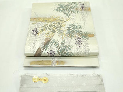 平和屋本店●極上 西陣 浅山織物謹製 両面 六通柄袋帯 唐織 真珠 本金箔 証紙付き 逸品 CZAA2681s5