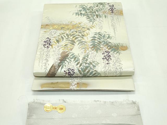平和屋本店●極上 西陣 浅山織物謹製 両面 六通柄袋帯 唐織 真珠 本金箔 証紙付き 逸品 CZAA2681s5