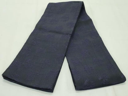 平和屋本店●極上 撫松庵 両面 半幅帯 丸文 紫黒色地 逸品 CZAA2700s5