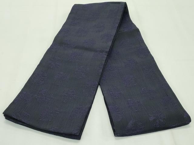 平和屋本店●極上 撫松庵 両面 半幅帯 丸文 紫黒色地 逸品 CZAA2700s5