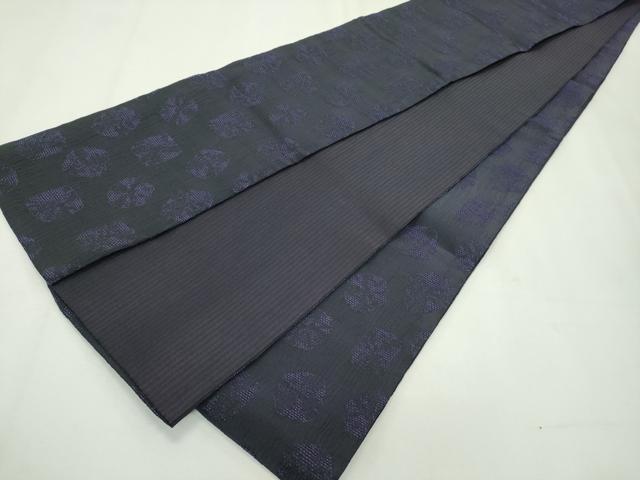 平和屋本店●極上 撫松庵 両面 半幅帯 丸文 紫黒色地 逸品 CZAA2700s5