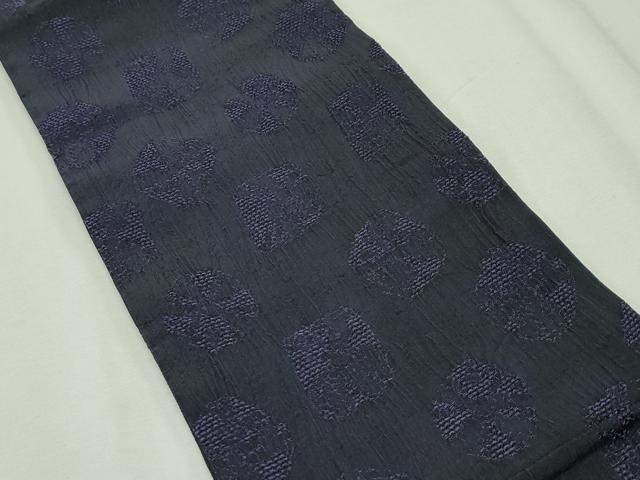 平和屋本店●極上 撫松庵 両面 半幅帯 丸文 紫黒色地 逸品 CZAA2700s5