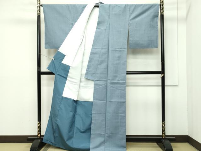 平和屋本店■極上　紬　色無地　藍鼠色　逸品　未使用　CZAA2705s5