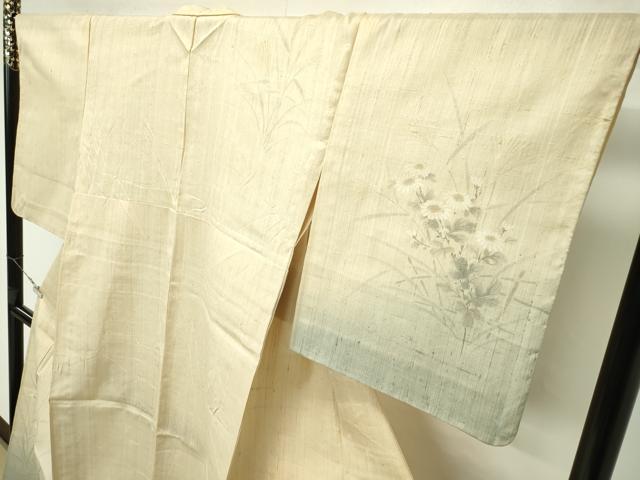 平和屋本店■極上　夏物　訪問着　生紬　手描き　菊　逸品　CZAA2708s5