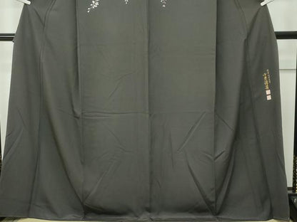 平和屋本店■極上　創業明治元年、京の老舗【小糸染芸】　小糸敏夫　訪問着　草花文　黒橡色地　逸品　未使用　CZAA2712s5