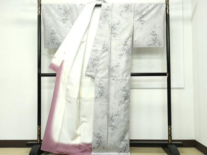 平和屋本店●極上 都喜ヱ門 本場大島紬 白大島 7マルキ 総絣 草花文 藤絹織物謹製 逸品 CZAA2714s5