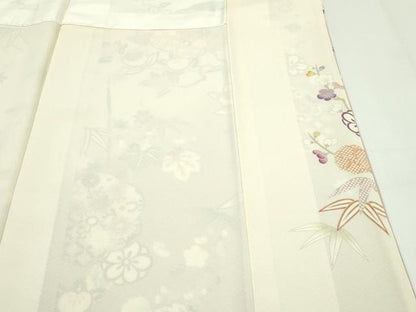 平和屋本店●極上　吉澤友禅　訪問着　駒刺繍　草花文　暈し染め　金彩　逸品　CZAA5409s6