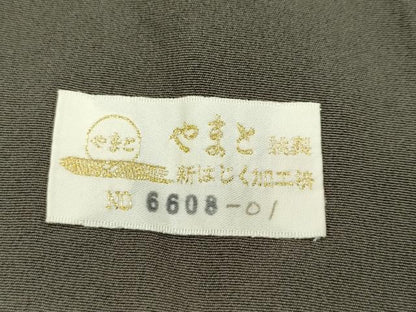 平和屋本店●極上 京都の名門ブランド 銀花仙 訪問着・袋帯セット 手描き 草花文 暈し染め 檳榔子染色地 やまと金ラベル 逸品 CZAA5401s6