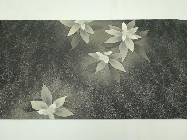平和屋本店●極上 京都の名門ブランド 銀花仙 訪問着・袋帯セット 手描き 草花文 暈し染め 檳榔子染色地 やまと金ラベル 逸品 CZAA5401s6