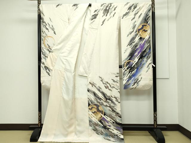平和屋本店●極上 倖田來未 振袖 ラインストーン コウモリ 満月 エ霞文 金銀彩 肌色地 逸品 CZAA2731s5