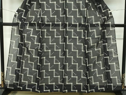 平和屋本店■極上　夏物　本場琉球絣　夏琉球　黒地　逸品　CZAA2738s5