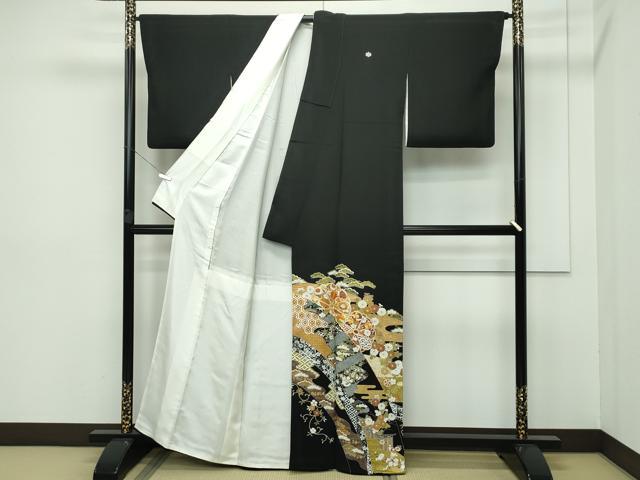 平和屋本店■極上　創業460年・千總　黒留袖　駒刺繍　エ霞吉祥花文　金彩　阪急百貨店扱い　逸品　CZAA2741s5