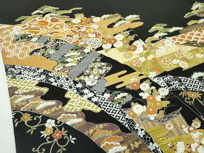 平和屋本店■極上　創業460年・千總　黒留袖　駒刺繍　エ霞吉祥花文　金彩　阪急百貨店扱い　逸品　CZAA2741s5