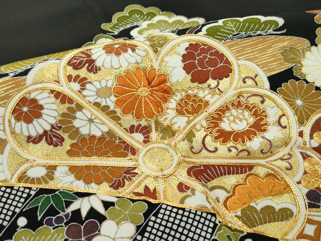 平和屋本店■極上　創業460年・千總　黒留袖　駒刺繍　エ霞吉祥花文　金彩　阪急百貨店扱い　逸品　CZAA2741s5