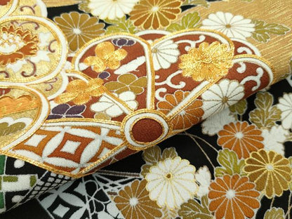 平和屋本店■極上　創業460年・千總　黒留袖　駒刺繍　エ霞吉祥花文　金彩　阪急百貨店扱い　逸品　CZAA2741s5