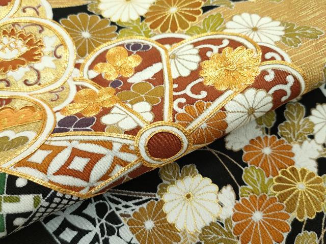 平和屋本店■極上　創業460年・千總　黒留袖　駒刺繍　エ霞吉祥花文　金彩　阪急百貨店扱い　逸品　CZAA2741s5