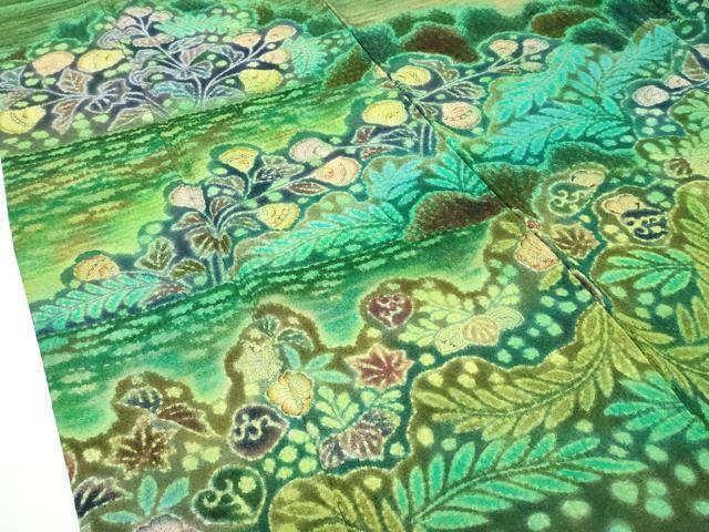 平和屋本店■極上　樋熊哲也　訪問着　辻が花　絞り　手描き　風景文　暈し染め　逸品　CZAA2754s5