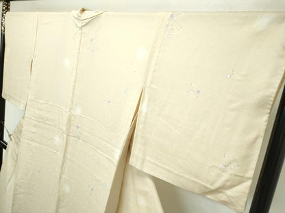 平和屋本店■極上　小紋　単衣　蛍暈し　花唐草文　砥粉色地　逸品　CZAA2755s5
