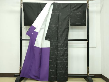 平和屋着物●極上　訪問着　本場大島紬地　刺し子　瓦文　逸品　CZAA5558s6