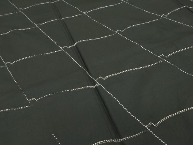 平和屋着物●極上　訪問着　本場大島紬地　刺し子　瓦文　逸品　CZAA5558s6
