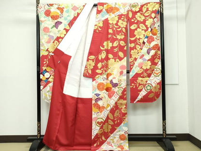 平和屋本店●極上　創業460年・千總　振袖　駒刺繍　草花文　金彩　逸品　未使用　CZAA5556s6