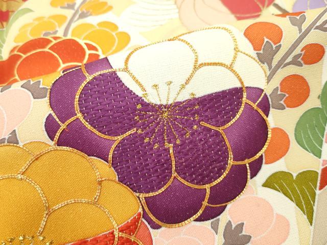 平和屋本店●極上　創業460年・千總　振袖　駒刺繍　草花文　金彩　逸品　未使用　CZAA5556s6