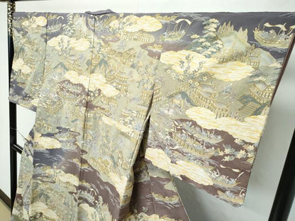 平和屋本店■極上　訪問着　総刺繍　中国三大刺繍　スワトウ刺繍　人物風景文　金糸　鬼しぼ縮緬　逸品　未使用　CZAA2777s5