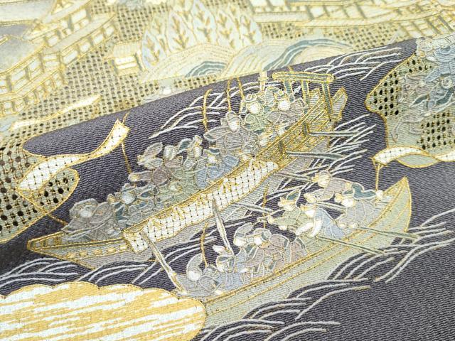 平和屋本店■極上　訪問着　総刺繍　中国三大刺繍　スワトウ刺繍　人物風景文　金糸　鬼しぼ縮緬　逸品　未使用　CZAA2777s5