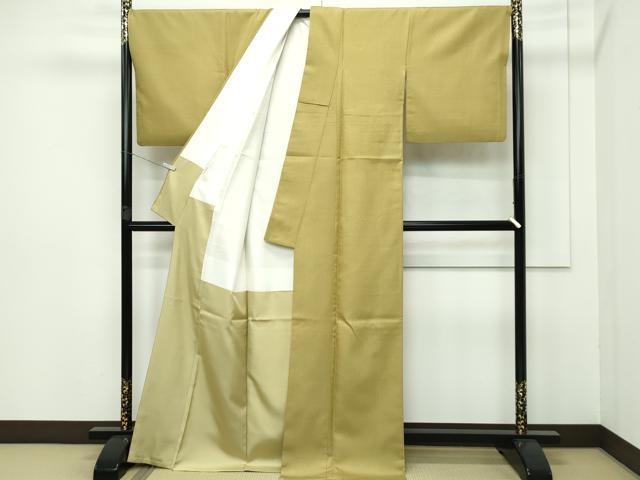 平和屋本店●極上 青山みとも お召 市松文様 梅幸茶色地 逸品 CZAA2783s5