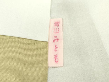 平和屋本店●極上 青山みとも お召 市松文様 梅幸茶色地 逸品 CZAA2783s5
