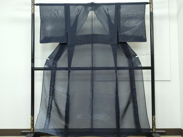 平和屋本店＊極上 夏物 訪問着 紗 渦巻 濃紺地 逸品 未使用 CZAA2807s5
