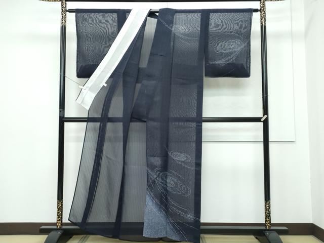 平和屋本店＊極上 夏物 訪問着 紗 渦巻 濃紺地 逸品 未使用 CZAA2807s5