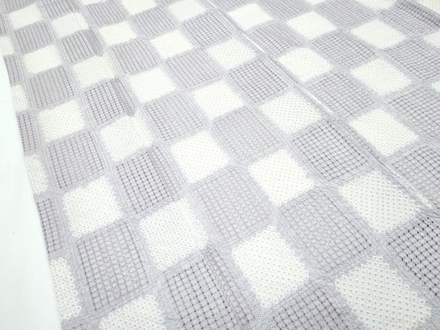 平和屋本店■極上　小紋　スワトウ刺繍　絞り　市松文様　逸品　未使用　CZAA2810s5