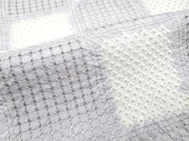 平和屋本店■極上　小紋　スワトウ刺繍　絞り　市松文様　逸品　未使用　CZAA2810s5