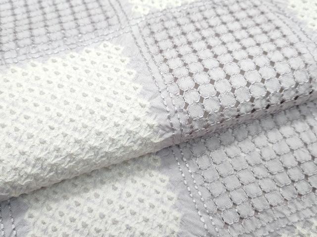 平和屋本店■極上　小紋　スワトウ刺繍　絞り　市松文様　逸品　未使用　CZAA2810s5