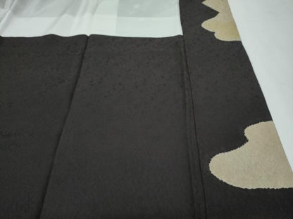 平和屋本店●極上　十日町　名門青柳高級ブランド　大喜百花　訪問着　駒刺繍　絞り　霞花松文　金彩　憲法黒茶色地　逸品　CZAA2812s5
