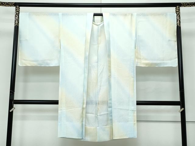平和屋本店▽極上 スリーシーズン 春夏秋 塵除け 長羽織 紗 斜線文 暈し染め 反端付き 逸品 未使用 CZAA2818s5