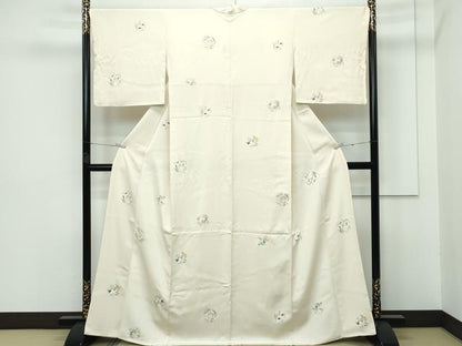 平和屋本店●極上　小紋　草花丸文　金彩　薄香色地　逸品　CZAA5807s6
