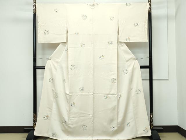 平和屋本店●極上　小紋　草花丸文　金彩　薄香色地　逸品　CZAA5807s6