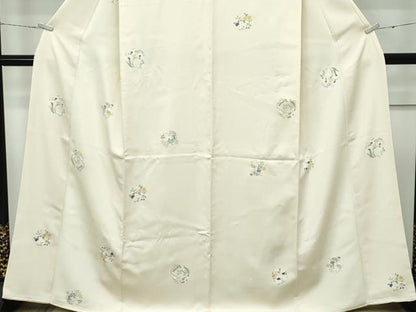 平和屋本店●極上　小紋　草花丸文　金彩　薄香色地　逸品　CZAA5807s6