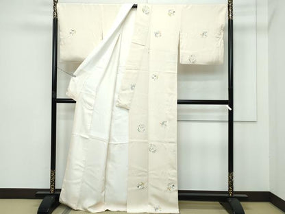 平和屋本店●極上　小紋　草花丸文　金彩　薄香色地　逸品　CZAA5807s6
