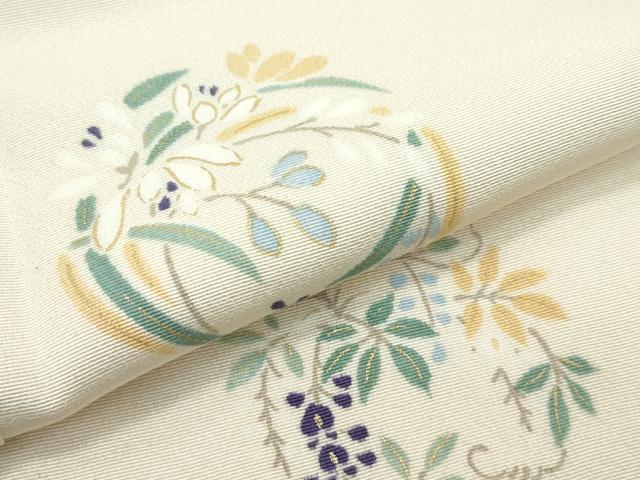 平和屋本店●極上　小紋　草花丸文　金彩　薄香色地　逸品　CZAA5807s6