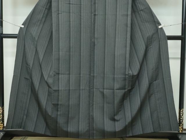 平和屋本店▽極上 本塩沢 単衣 縞 黒地 逸品 CZAA2836s5